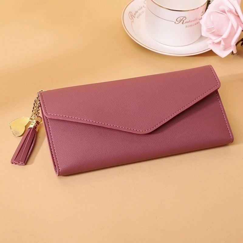 Wallet Ladies New Short Tassel Pendant Litchi Pattern Wallet Card Holder Cute Coin Purse In Stock