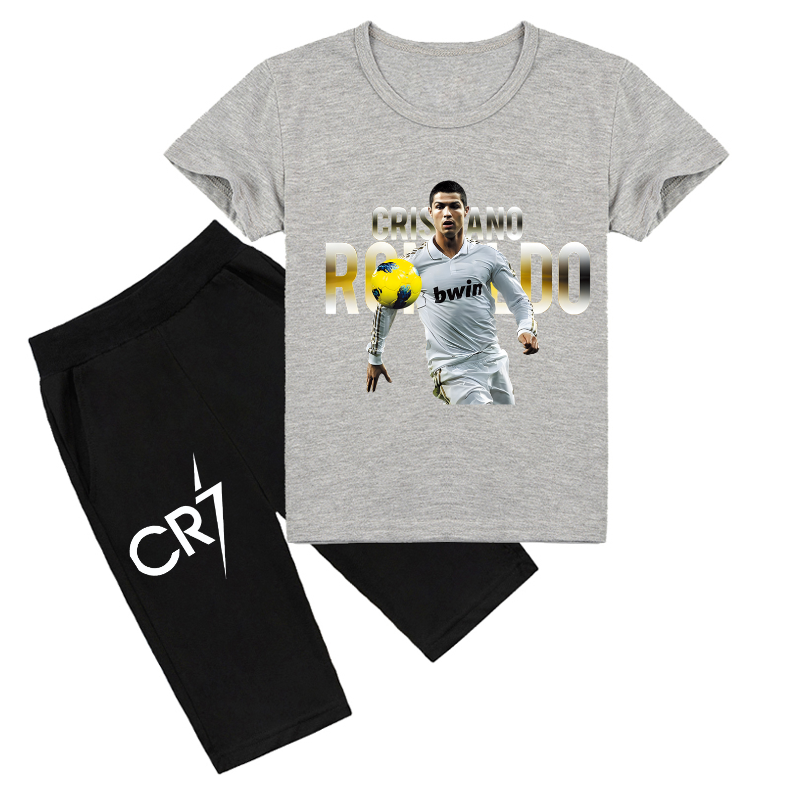 Mayoulove Cristiano Ronaldo Shorts Set for Boys  Girls - Trendy Sportswear - Perfect Gift for Young Fans-Mayoulove