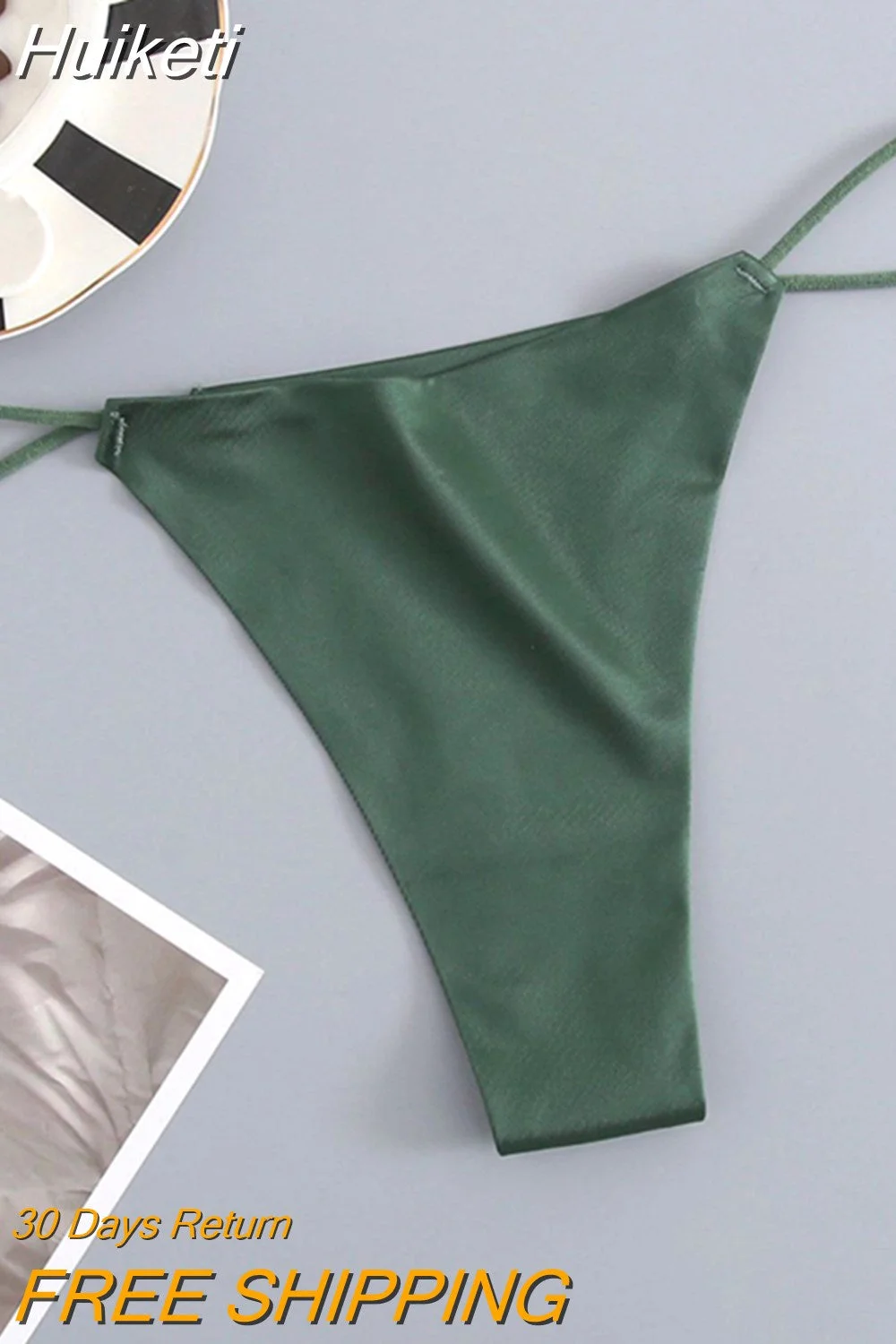 Huiketi Women Ice Silk G String Sexy Thong Low Waist T-back Comfort Panties Seamless Femlae Briefs Size S-XL