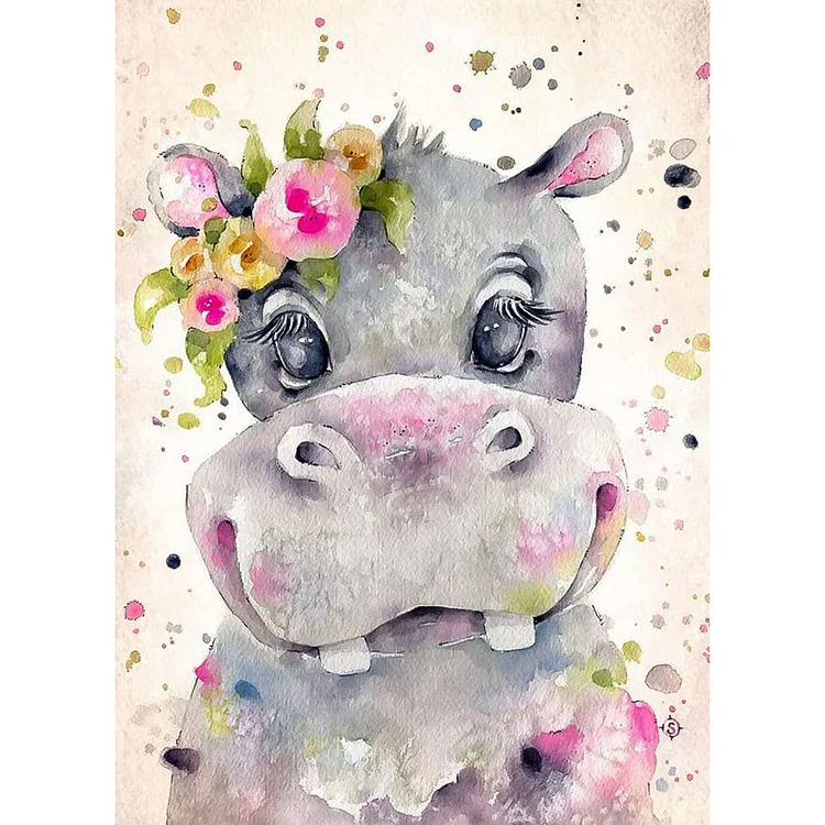 DIY - Hippo 11CT Stamped Cross Stitch 40*50CM