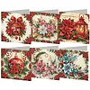 6pcs Poinsettia Xmas DIY Diamond Painting Cards Art 15x15cm for Adults