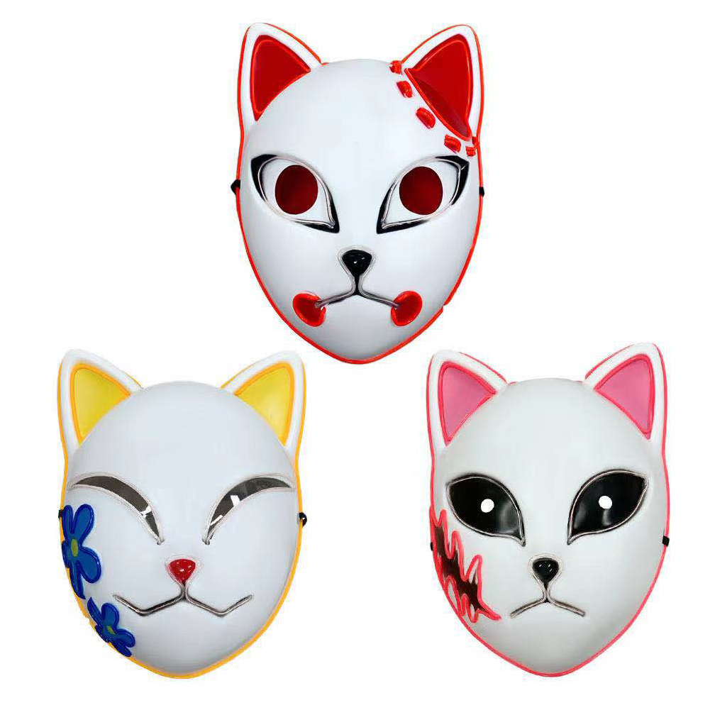 

Halloween Luminous Fox Facial Anime Decor Cosplay Costume Props Party Supplies Face Cover, Red, 501 Original