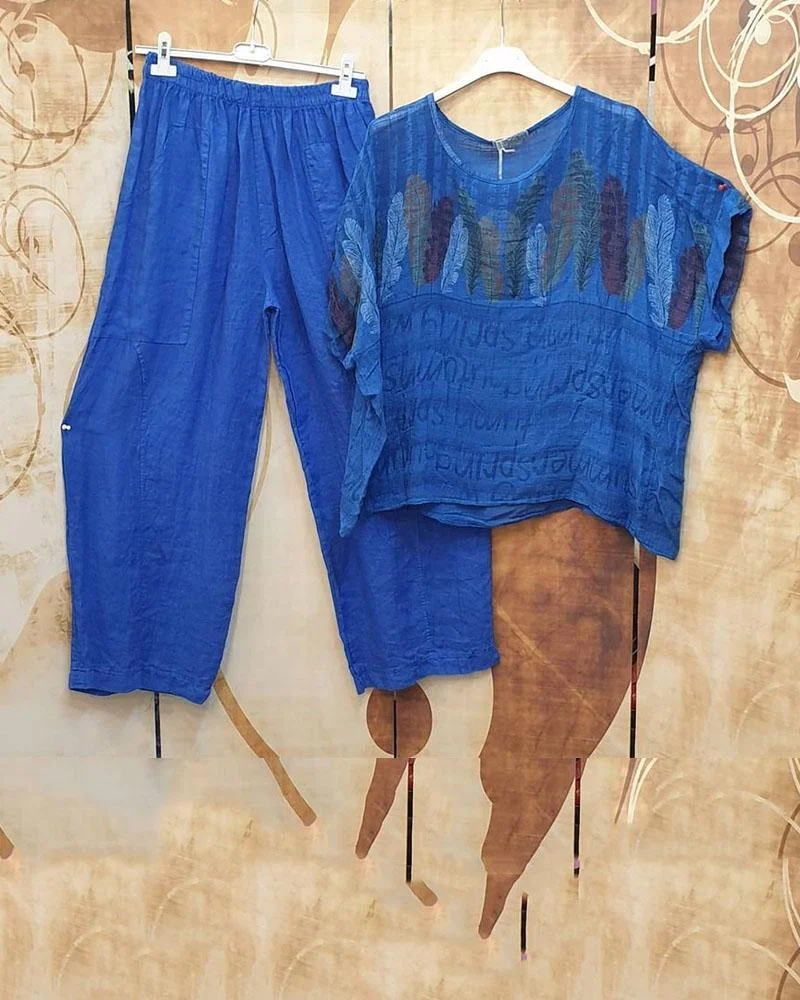 Autumn And Summer Round Neck Short Sleeve Two-Piece Suit