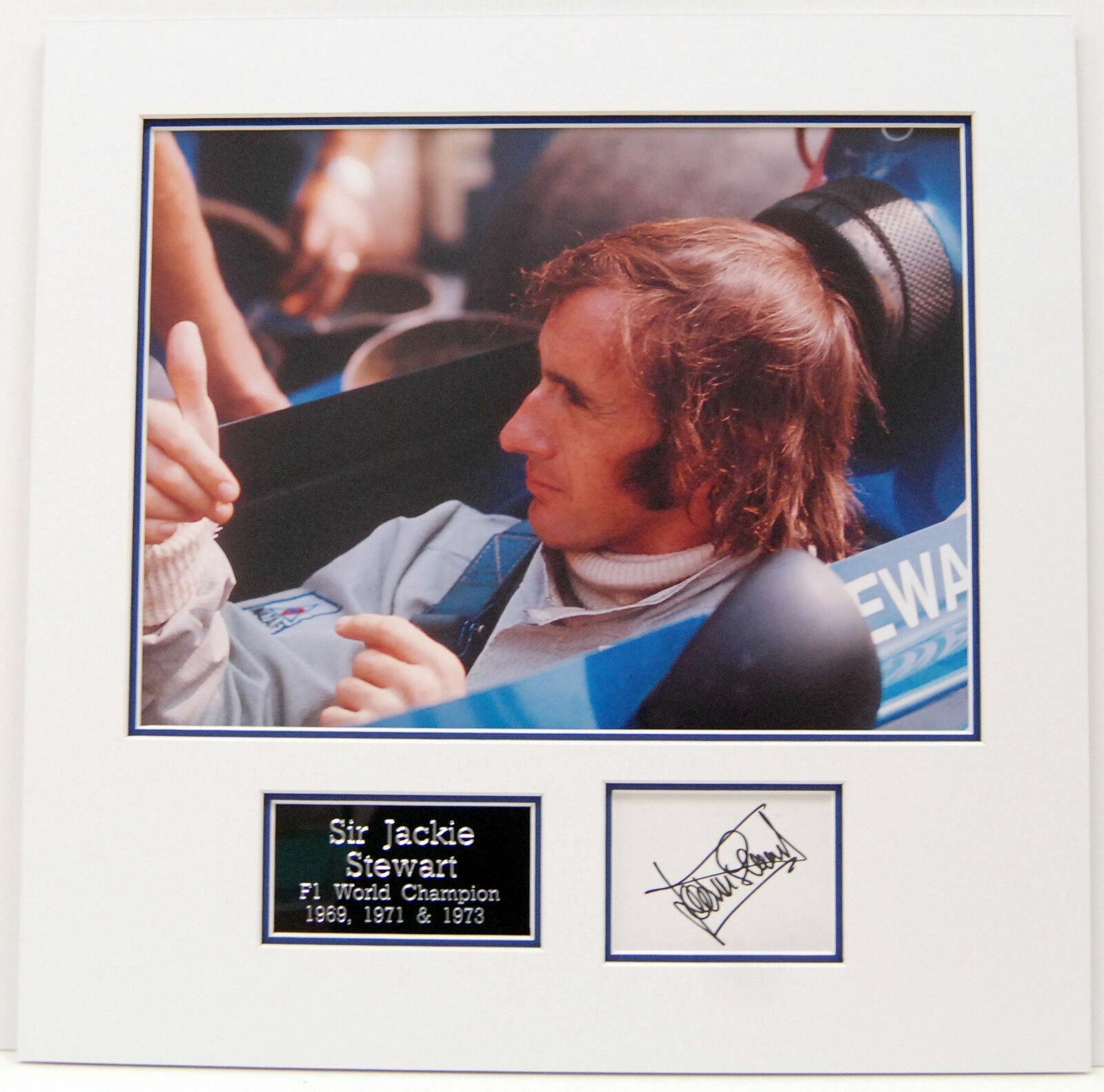 Jackie Stewart Genuine Hand Signed Photo Poster painting Mount Display AUTOGRAPH (A)