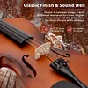 1/32 Wooden Mini Violin with Case, Bow, Bridge, Spare Strings, Shoulder Rest, Rosin and Clip-On Tuners