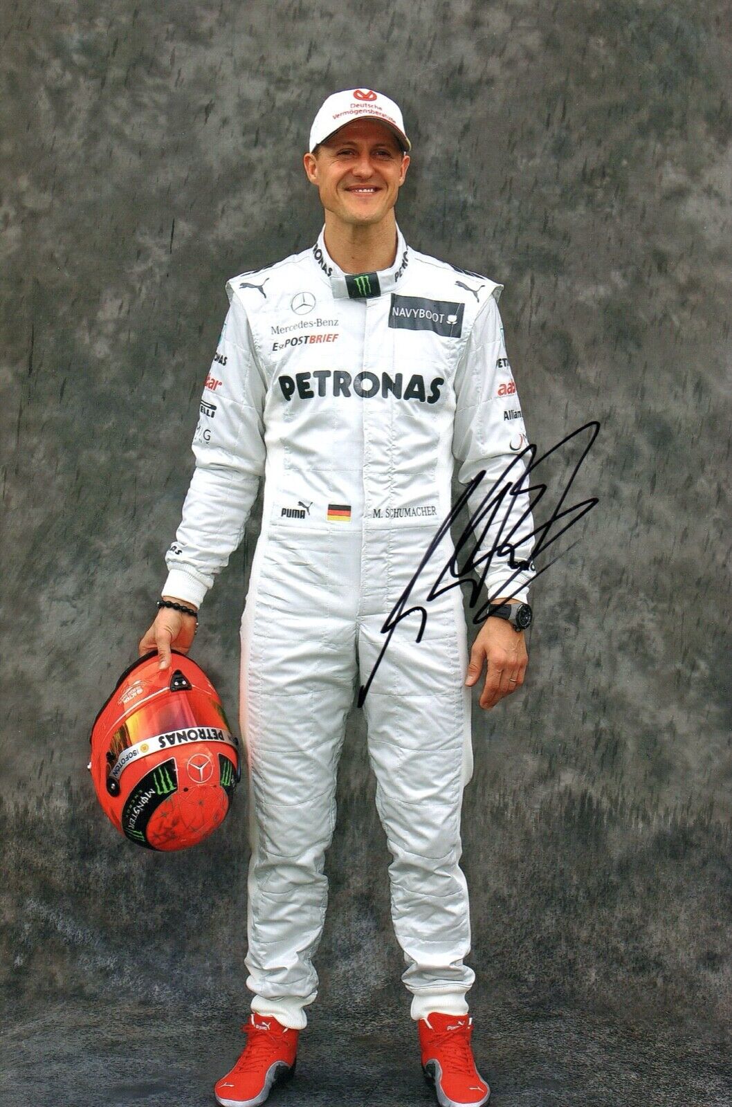 Michael Schumacher Hand Signed 12 by 8 Mercedes Formula 1 Autograph Photo Poster painting