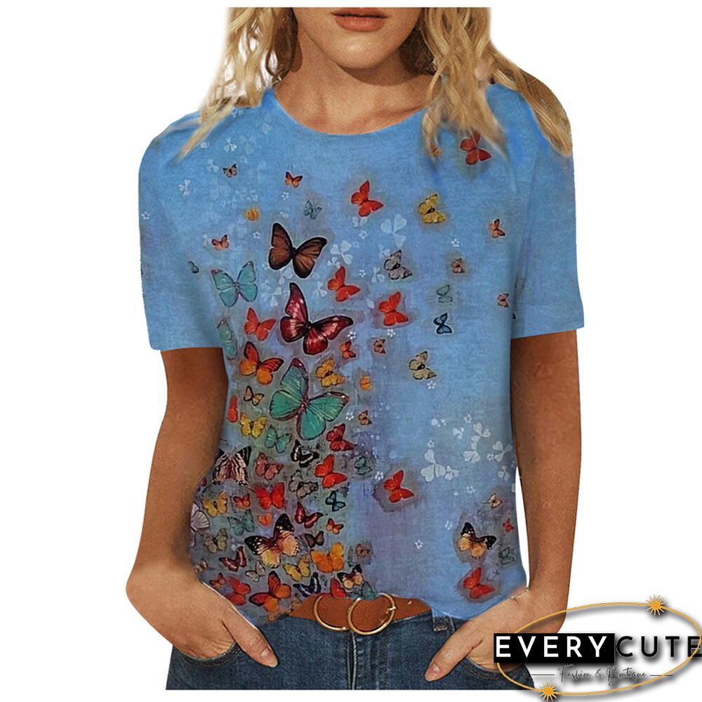 Women 3D Landscape Painting Positioning Sunflower Print T Shirt New Summer Vintage Casual Short Sleeve O-Neck Size Top