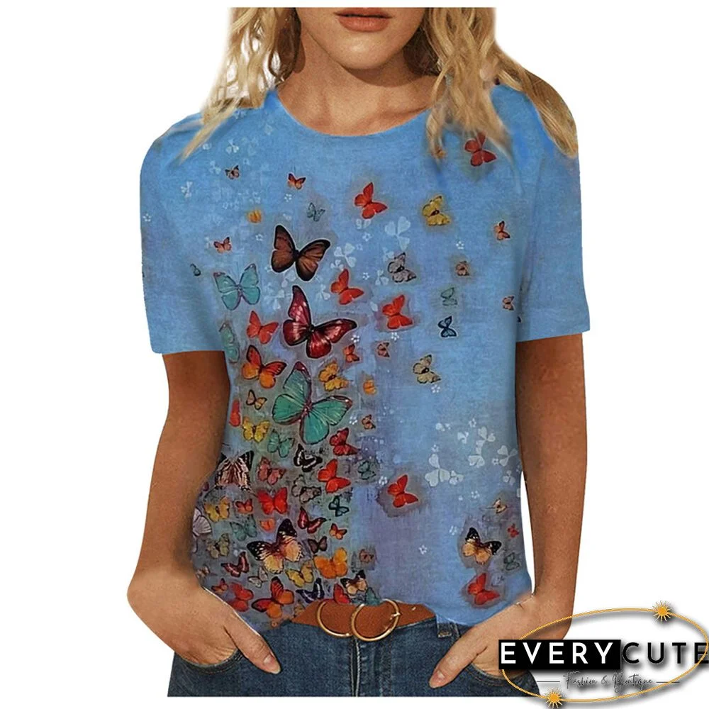 Women 3D Landscape Painting Positioning Sunflower Print T Shirt New Summer Vintage Casual Short Sleeve O-Neck Size Top