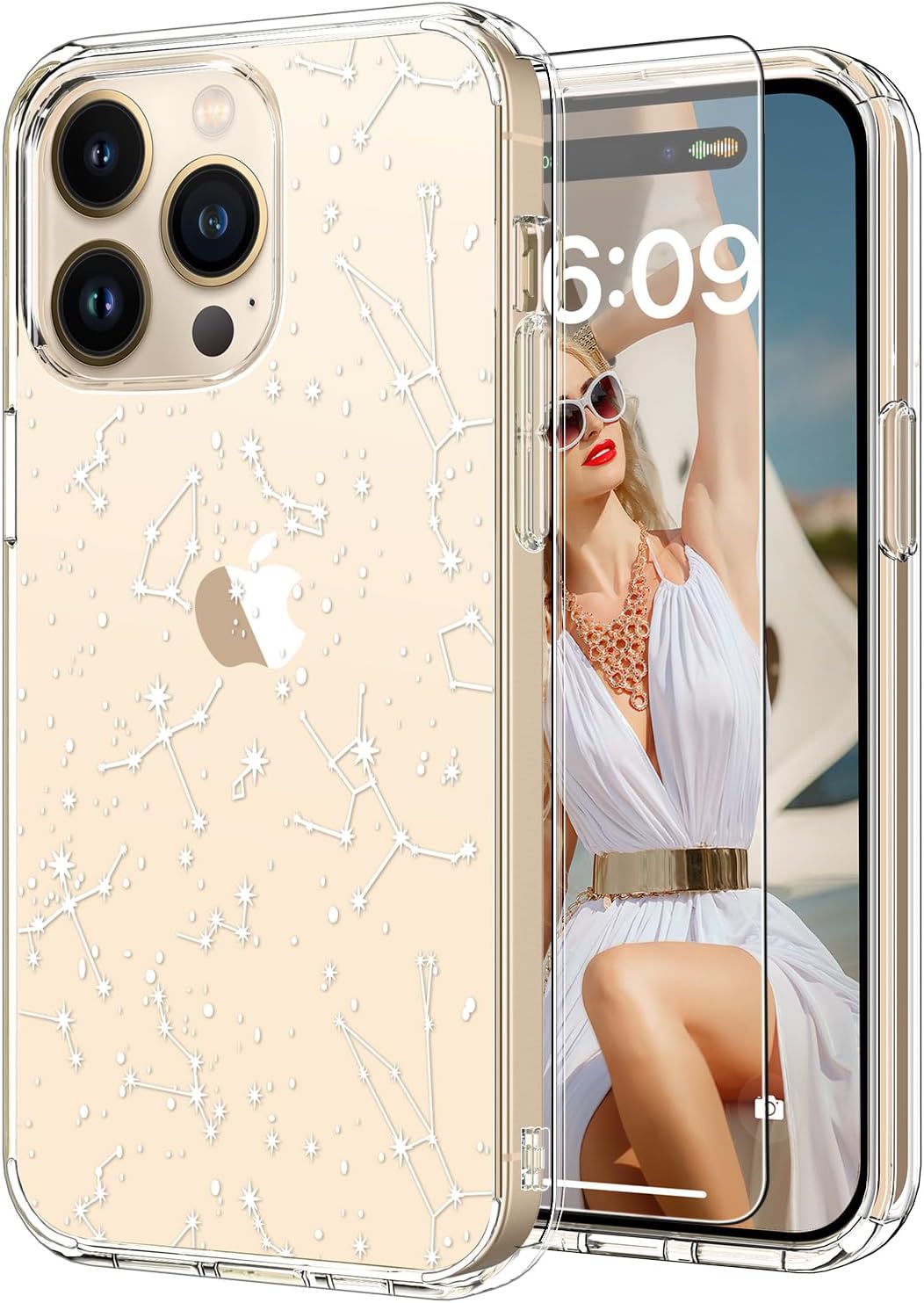 ProCaseMall iPhone 15 Pro Case with Screen Protector-Clear with Fashionable Trendy Pattern