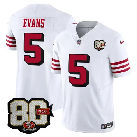 Youth San Francisco 49ers #5 Mike Evans White 80 Anniversary Vapor F.U.S.E. Limited Jersey