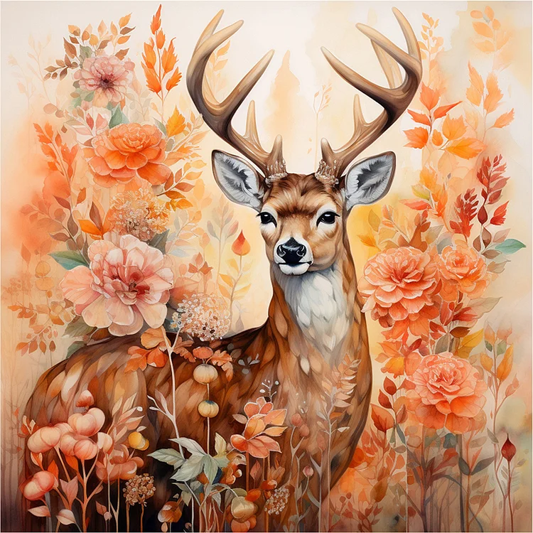 Autumn Elk 30*30CM (Canvas) Full Round Drill Diamond Painting gbfke