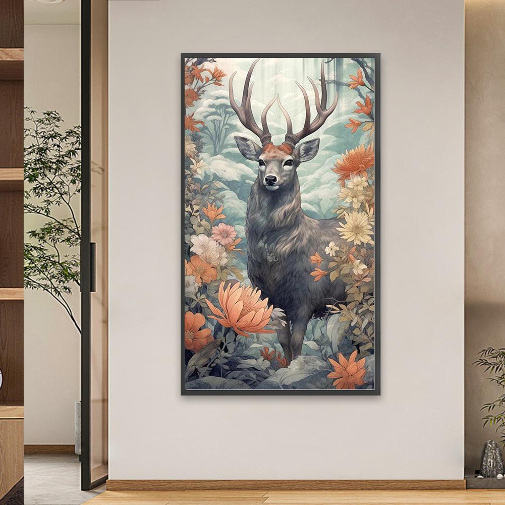 Deer 50*70cm(picture) full round drill diamond painting with 4 to 12 colors  of AB drill