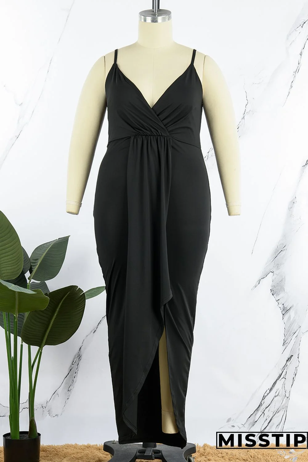 Purple Sexy Solid Patchwork Backless V Neck Sling Dress Plus Size Dresses