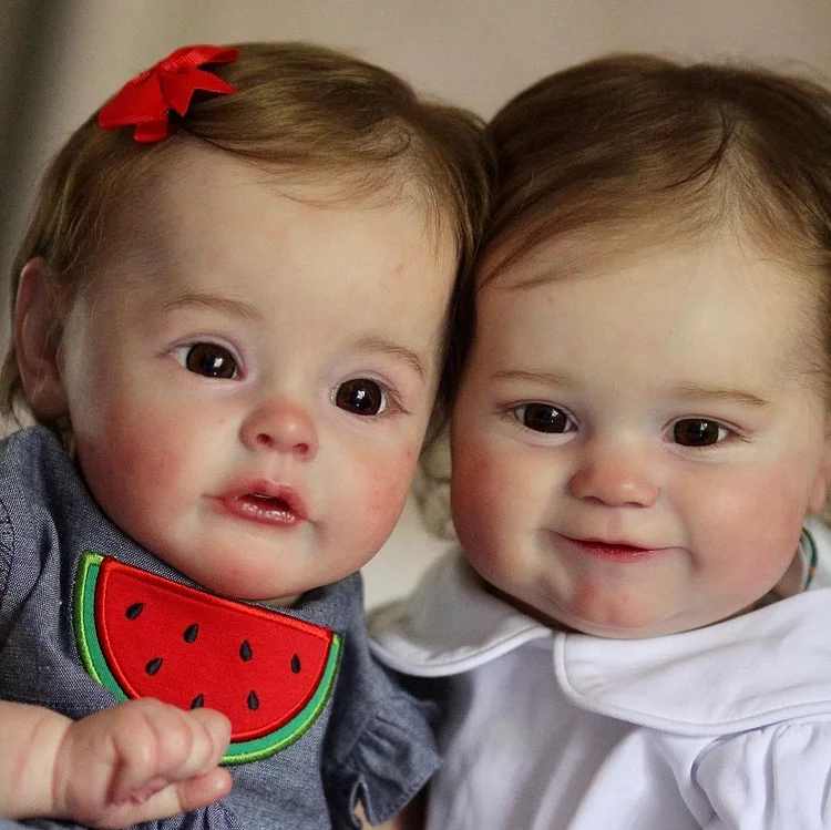  22” Teresa and 20" Susie, Soft Weighted Body Lifelike Reborn Toddlers Twin Sisters Dolls Set - Reborndollsshop®-Reborndollsshop®