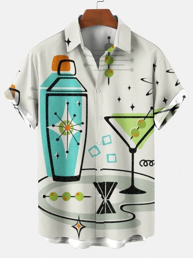 Men's cold drink cocktail print shirt