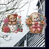 (US Only)2pcs Flower Basket Bear 2D Flat DIY Diamond Art Pendant Wall Decor for Home