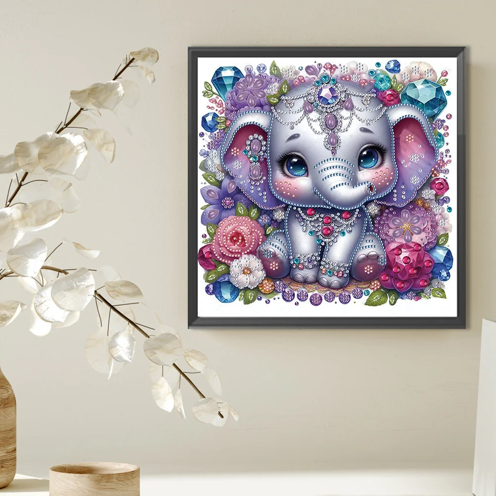 Diamond Painting - Partial Special Shaped Drill - Jewelry Elephant(Canvas|30*30cm)