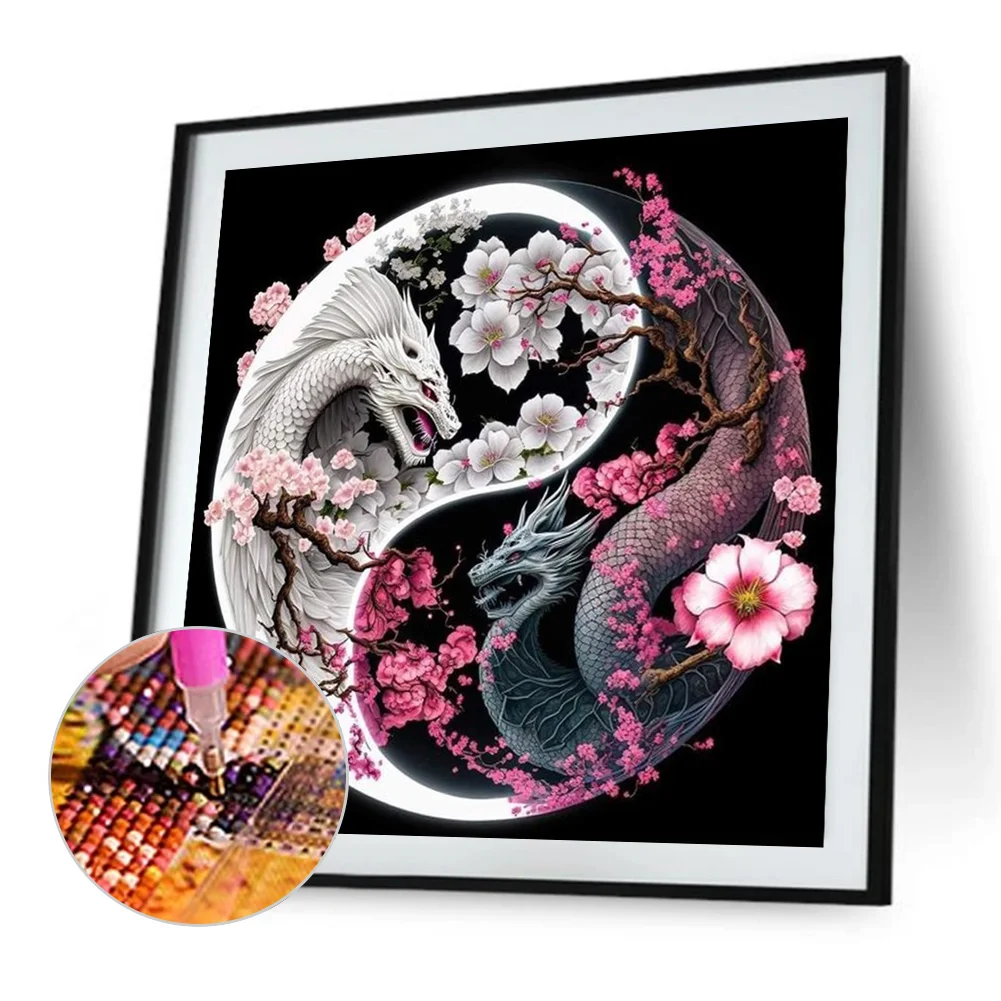 Diamond Painting - Full Round Drill - Yin Yang Dragon(30*30cm)