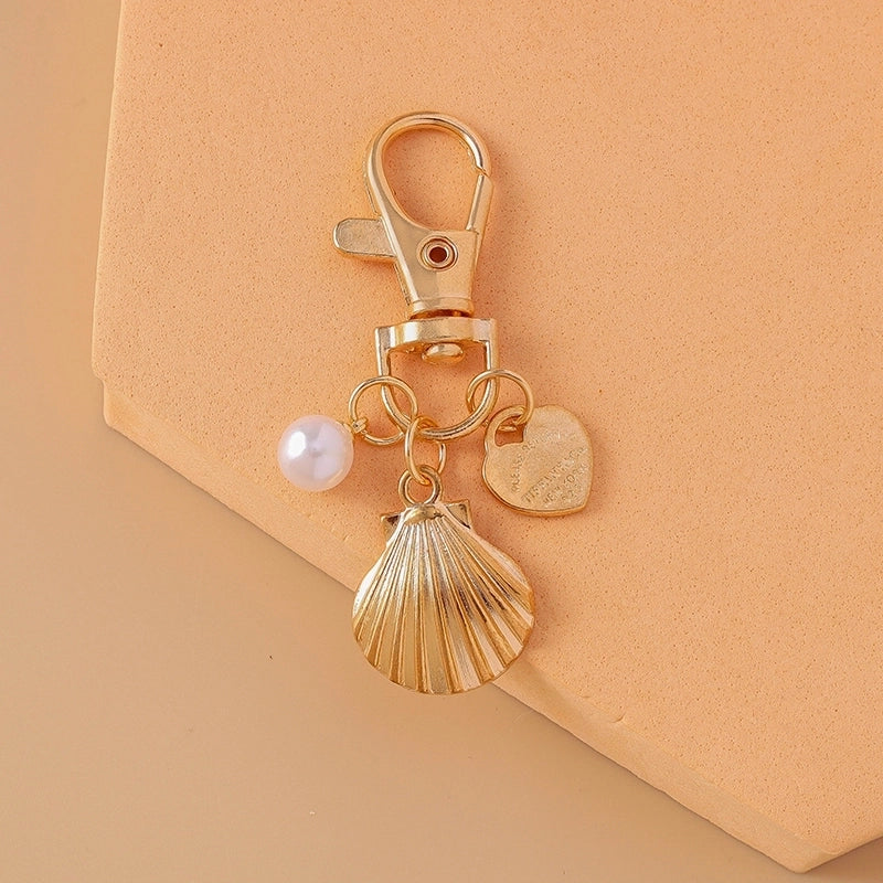 Casual Minimalist Commute Heart Shape Shell Key Alloy Keychain