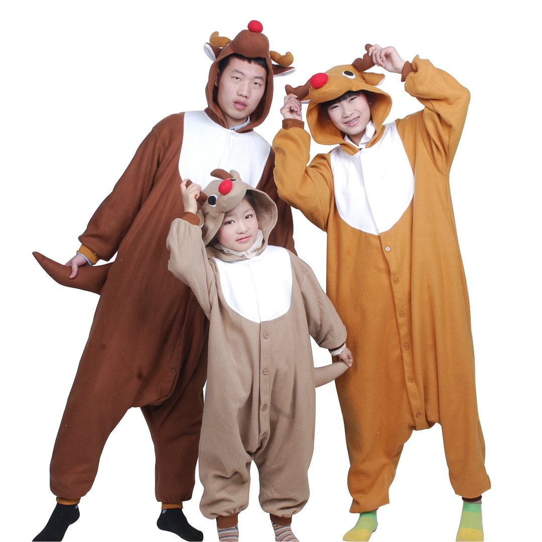 Reindeer Deer Cartoon Animal Kigurumi Onesie Pajama Costume-Pajamasbuy