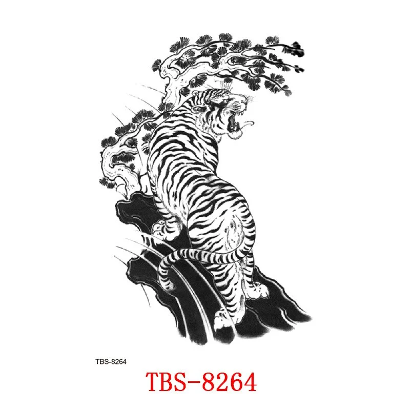 Sdrawing Forest King Animal Tattoo Sticker for Men Tiger Skull Skeleton Fake Tattoo for Women Wolf Tattoo Temporary Waterproof