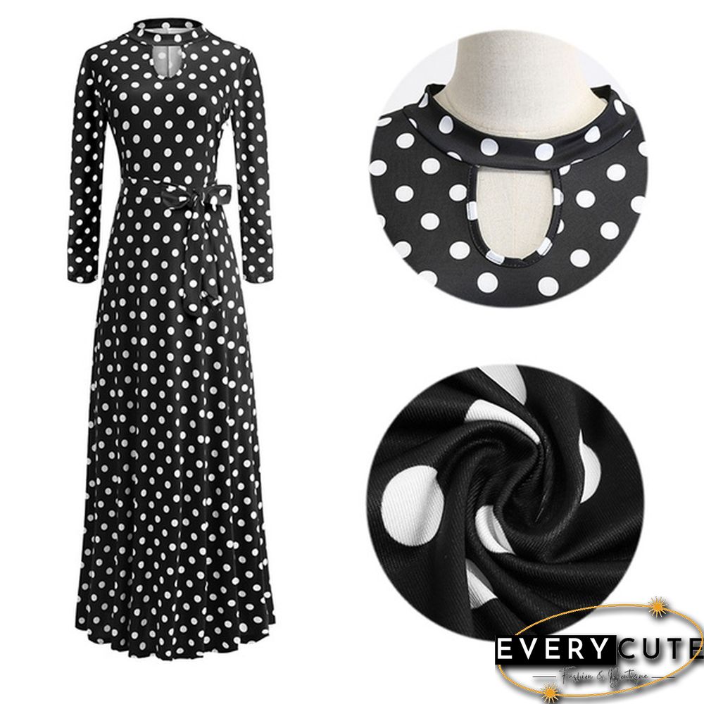 Women Fashion Long Sleeve Dress Maxi Dresses High Waist Flower Dress Party Dress