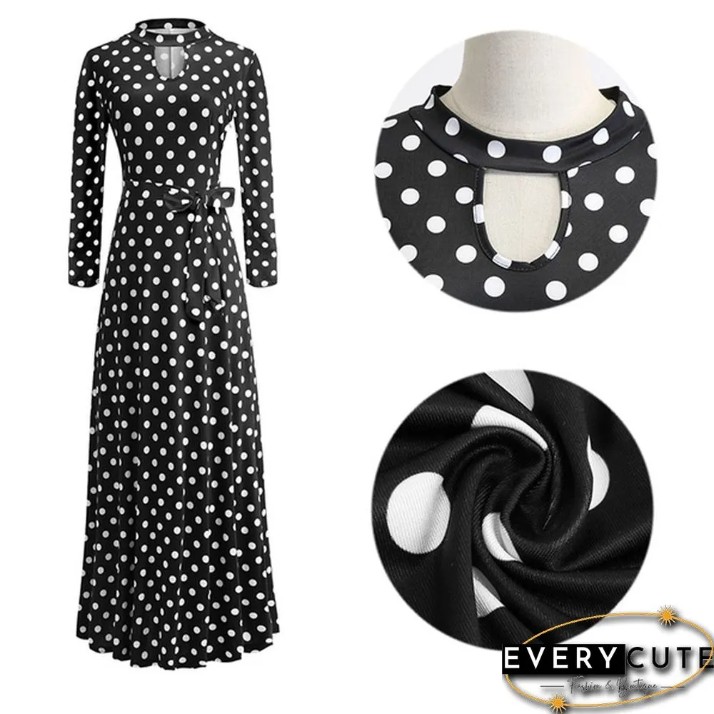 Women Fashion Long Sleeve Dress Maxi Dresses High Waist Flower Dress Party Dress