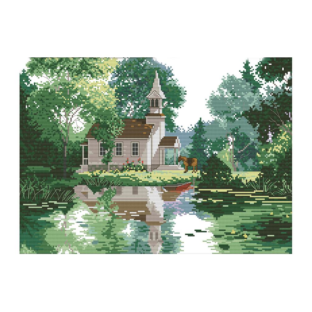 

People By The Water - 14CT Stamped Cross Stitch - 46*34cm, 501 Original
