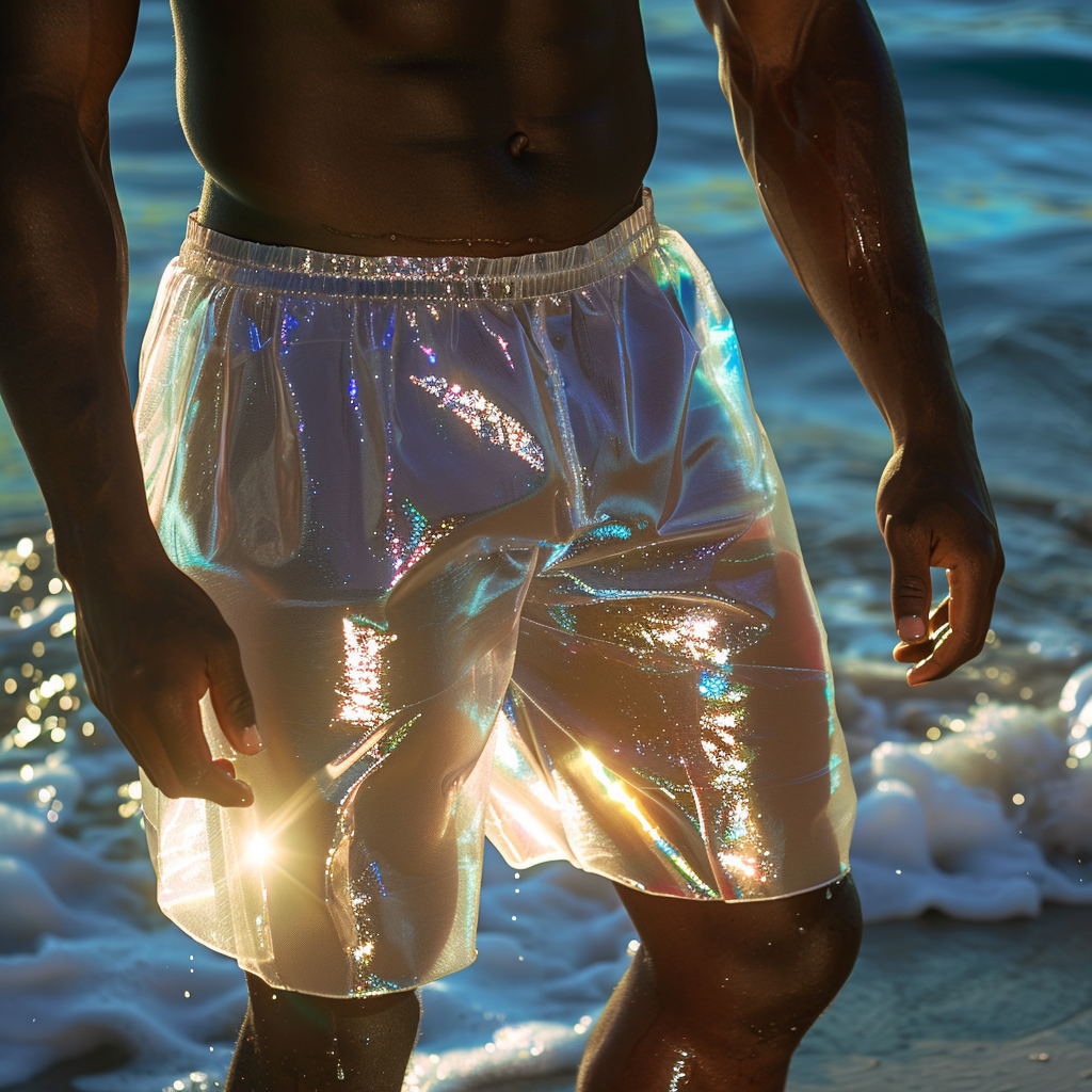 Men's Shiny Sheen Chiffon Light Gauze Party Shorts