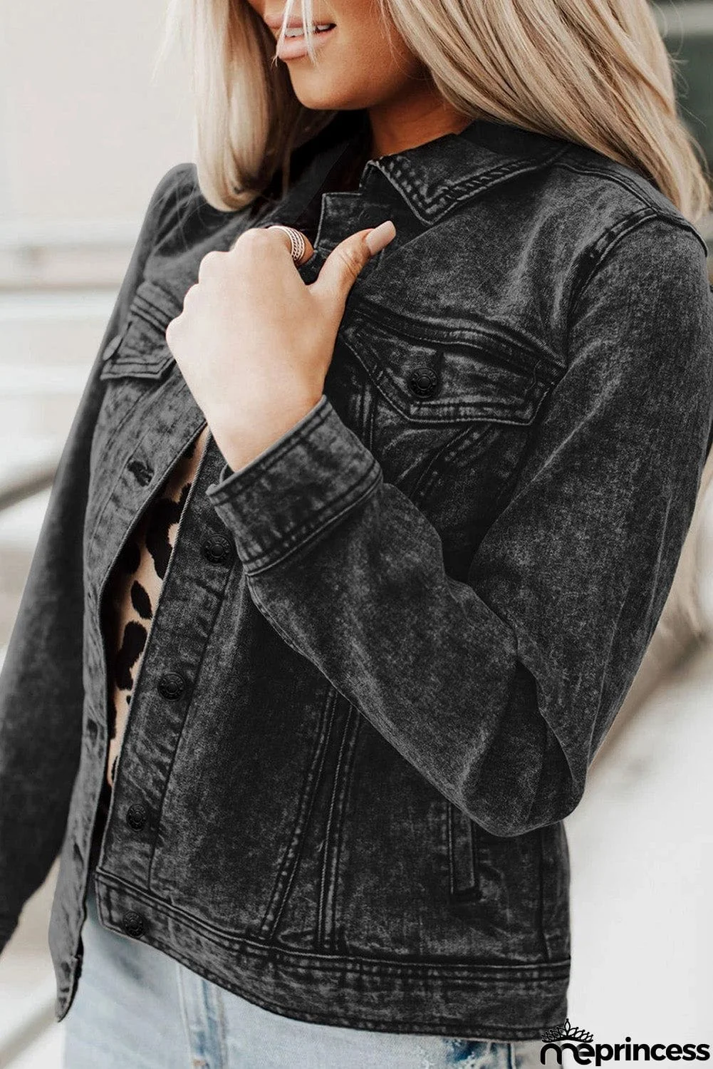 Wash Button Pocket Denim Jacket