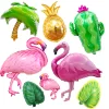 20PCS Summer Vibes Flamingo Coconut Tree Palm Leaf Aluminum Film Party Decoration Balloons 