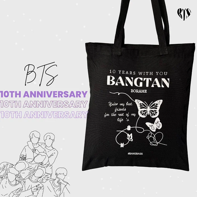BTS Festa 10th Anniversary Festa Butterfly Tote Handbag