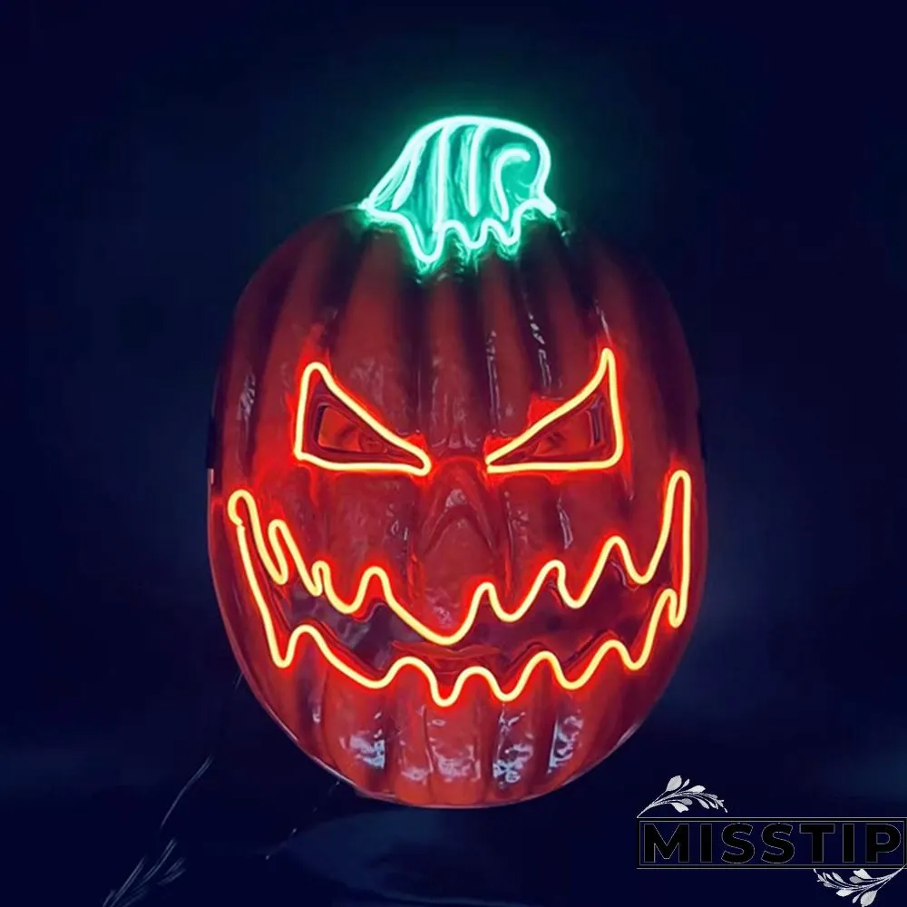 Red Green Halloween Pumpkin Light Up Mask