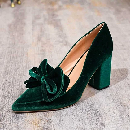 Green Velvet Heels on FSJ Shoes Green Velvet Heels on FSJ Shoes