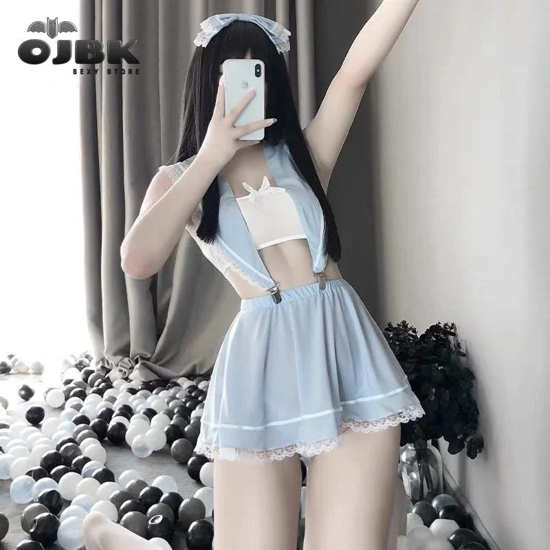 OJBK Sexy Blue Student Role Play Costume Sweet Japanese School Girl Lingerie Women's Strap Skirt Sailor Sling Uniform 2020 New
