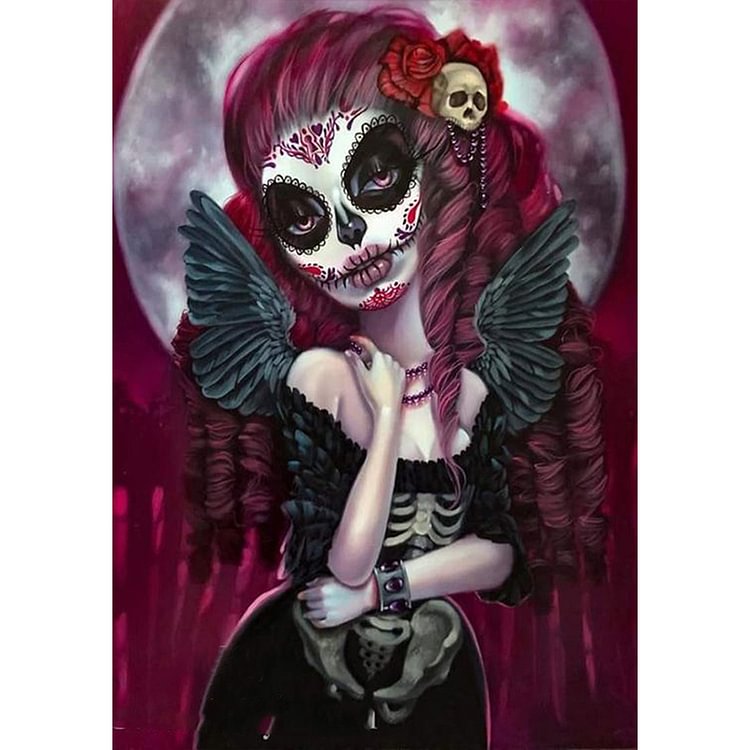 Skull Makeup Woman 11CT Stamped Cross Stitch (50*66CM) fgoby