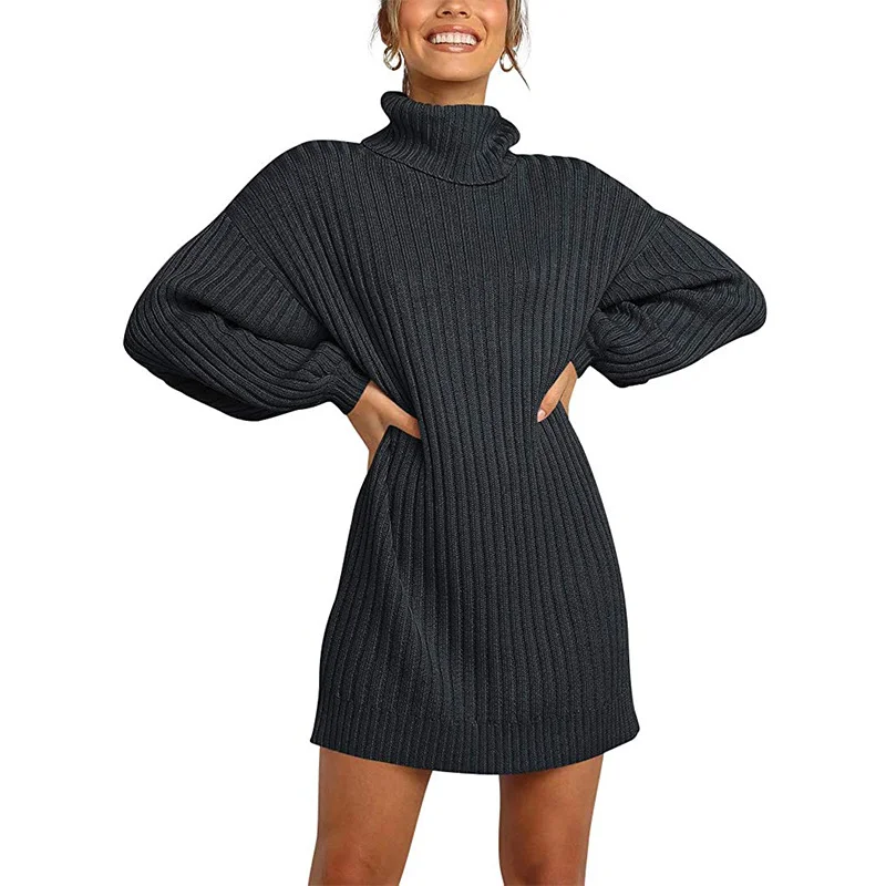 Wongn Wongn And Winter New Women's Turtleneck Medium Long Sweater Sweater Dress