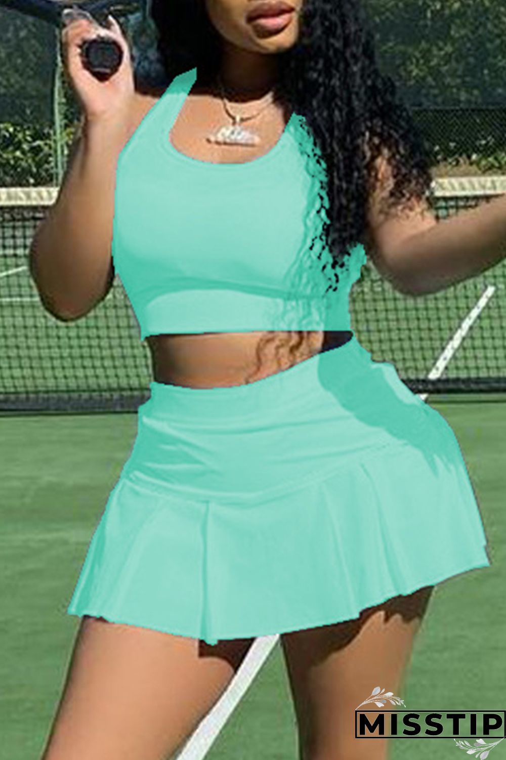 Pink Casual Sportswear Solid Basic U Neck Sleeveless Two Pieces