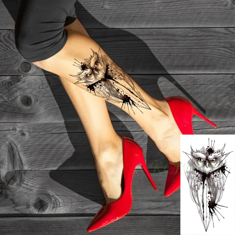 Waterproof Temporary Tattoo Sticker large rhombus square totem line tattoo flame tatto stickers flash tatoo fake tattoos for men