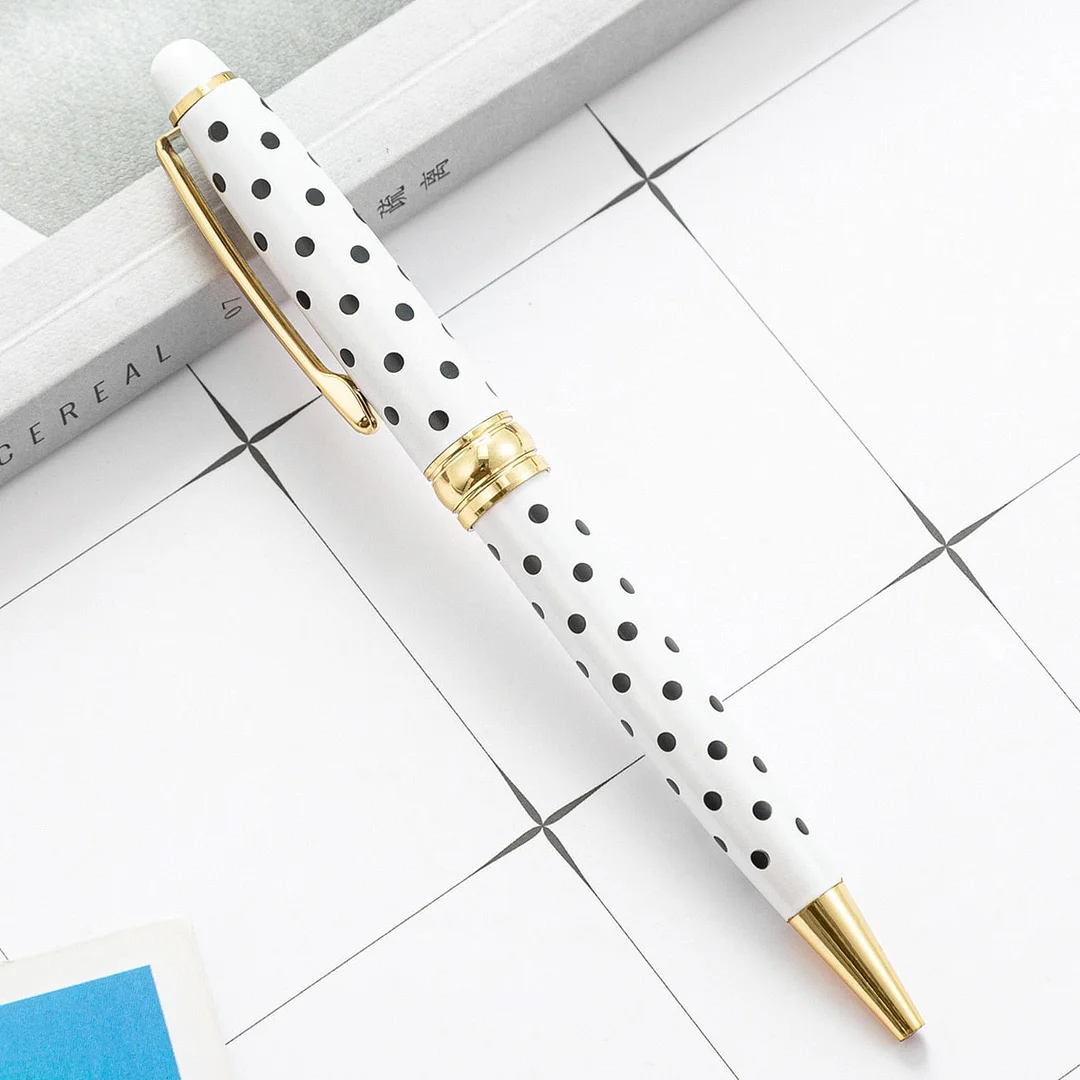 1 Pieces Lytwtw's Creative Dot Women Ballpoint Pen Business Metal Office Rotate Pens School Stationery Office Supplies