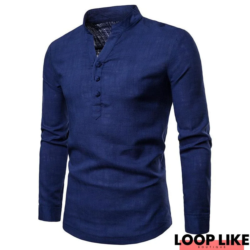 Solid Color Slim Large Size Long-Sleeved Shirt