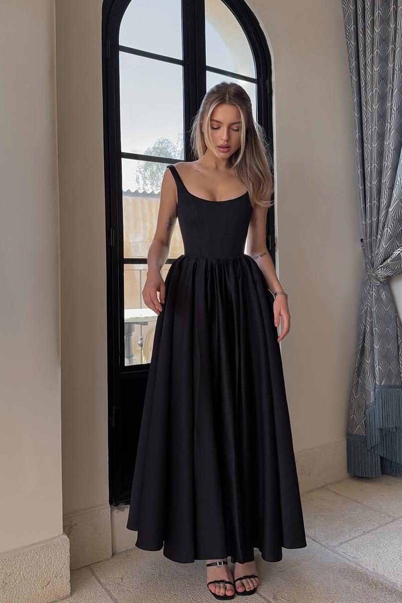 Lvs&Broner Spaghetti Strap Sleeveless A Line Long Prom Dress With Pleated 