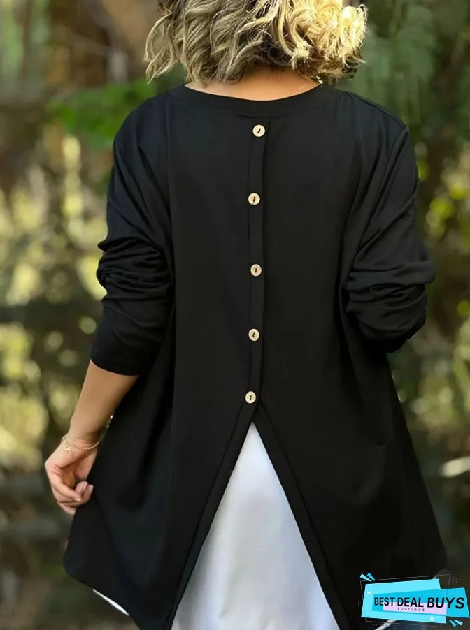 Casual Letter Crew Neck Long Sleeve Tunic Sweatshirt