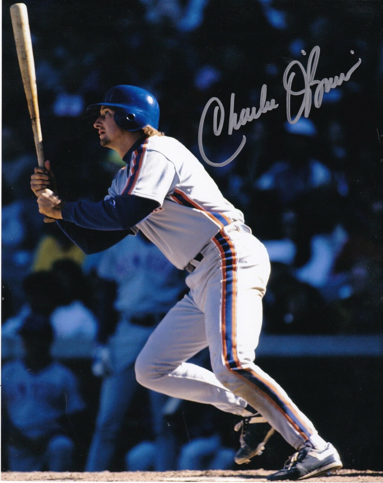 CHARLIE O'BRIEN NEW YORK METS ACTION SIGNED 8x10