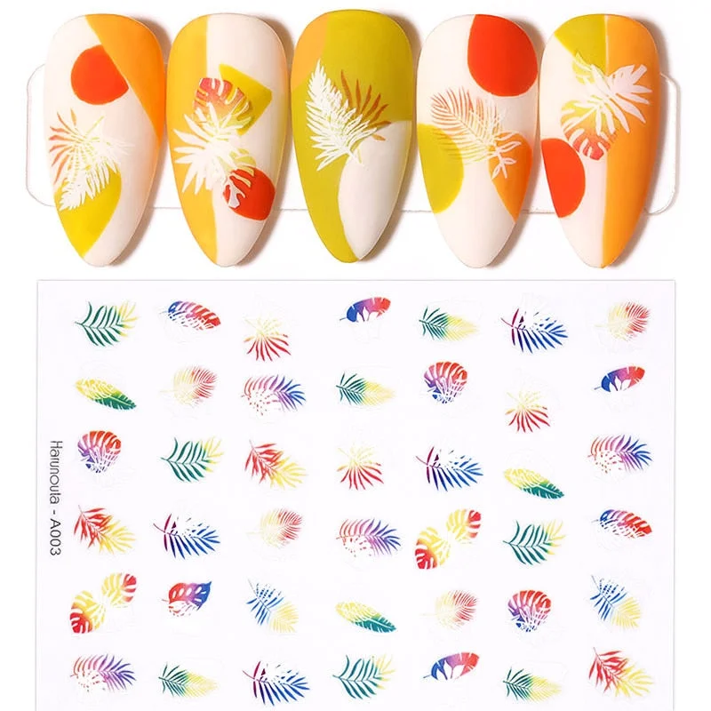 3D Iridescent Black White Design Fire Nail Stickers Sliders Manicures Accessories Decals DIY Nail Art Decorations Decor Tool