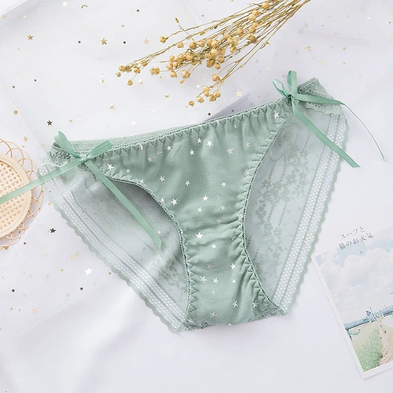 2021 Cotton Underwear Panties Sexy Lace Panties Low Waist Chiffon Briefs Women's Hollow Out Underpants Girl Traceless Lingerie