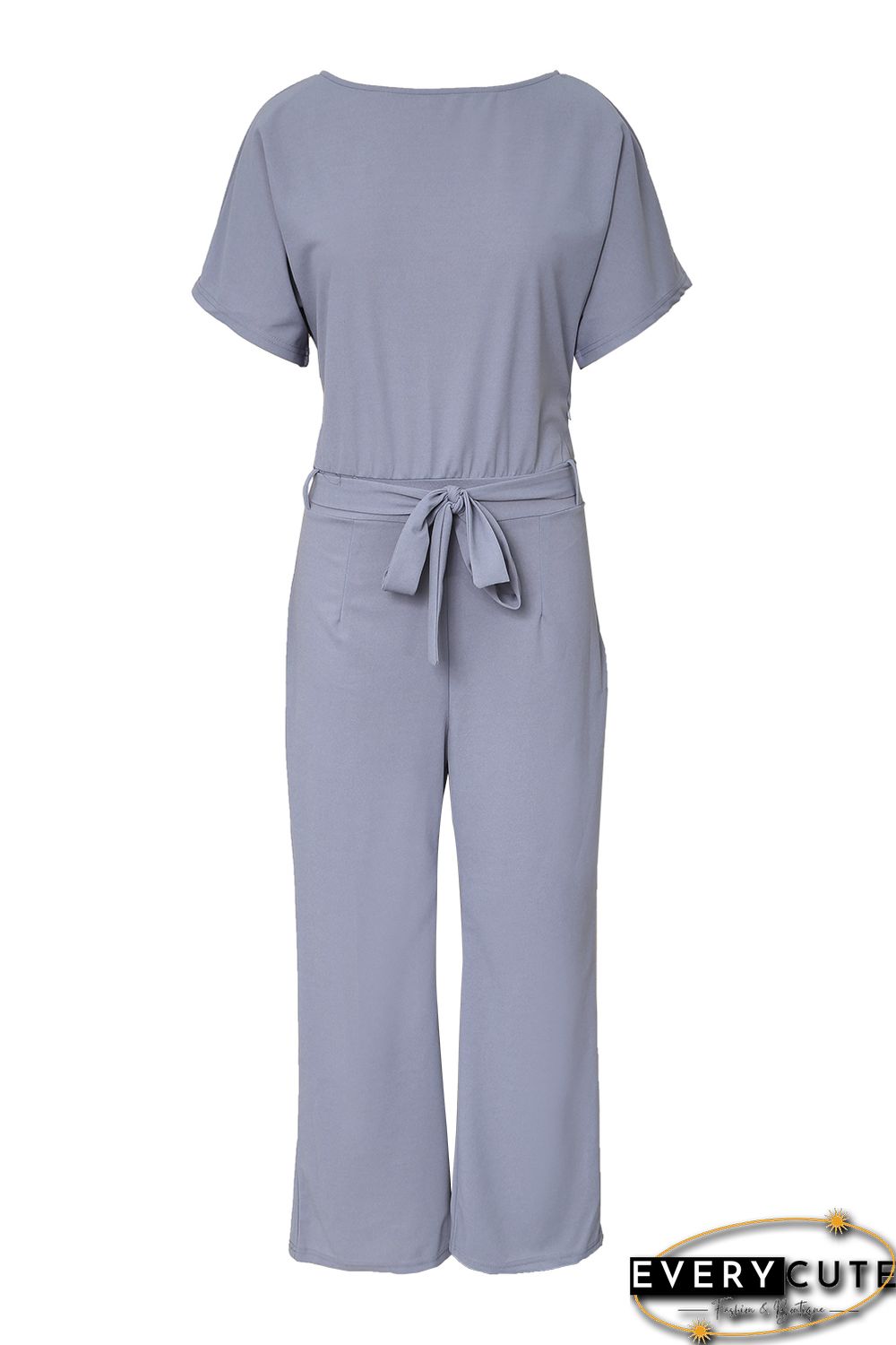 Gray Oh So Glam Belted Wide Leg Jumpsuit