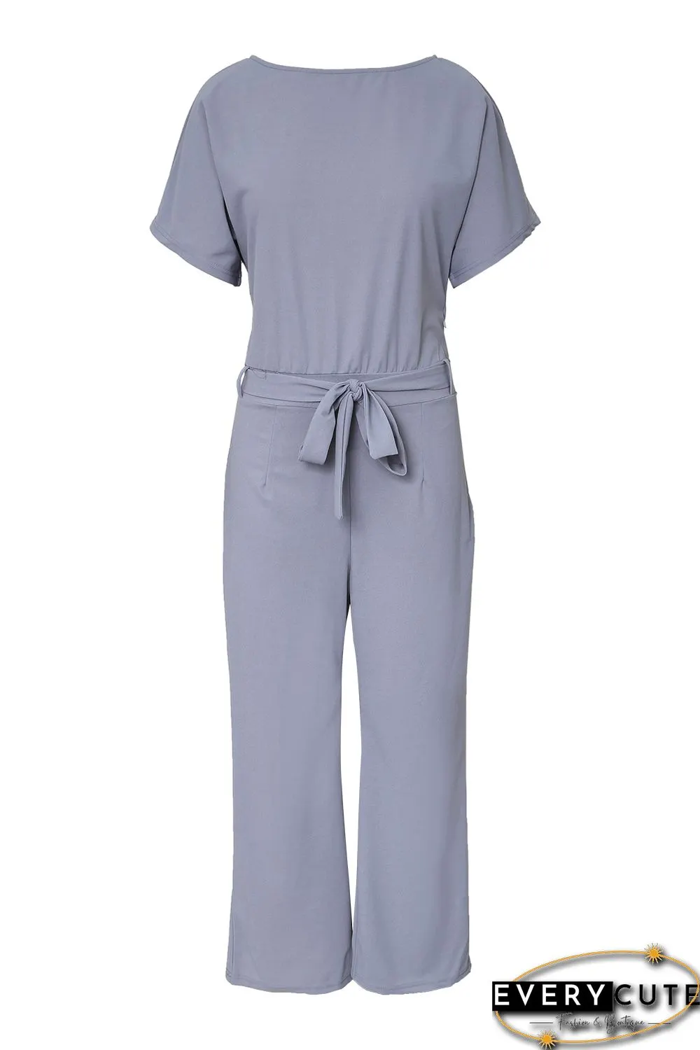 Gray Oh So Glam Belted Wide Leg Jumpsuit