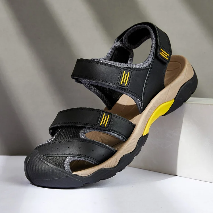 Kakacloud 2025 New Men's Summer Single Shoes Sandals Men Outdoor Leather Baotou Breathable Slippers Wear-resistant Non-slip Sports Sandals