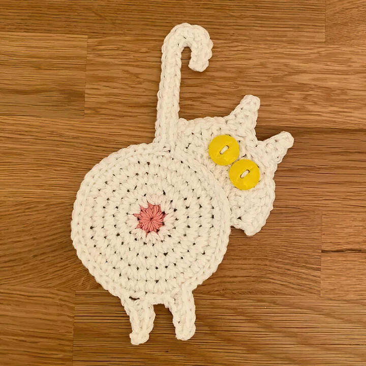 Hand Woven Cat Butt Coffee/Drink Coasters